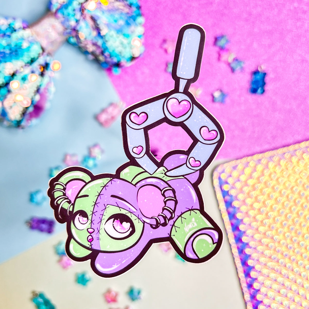 Claw Machine Teddy Bear Plush Sticker