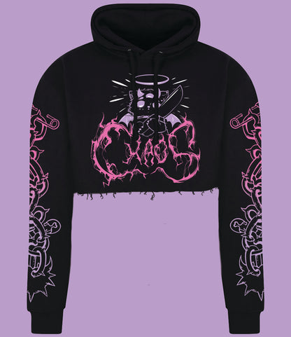 ★ CHAOS Cat Pull Over Zip and Crop Hoodie ★