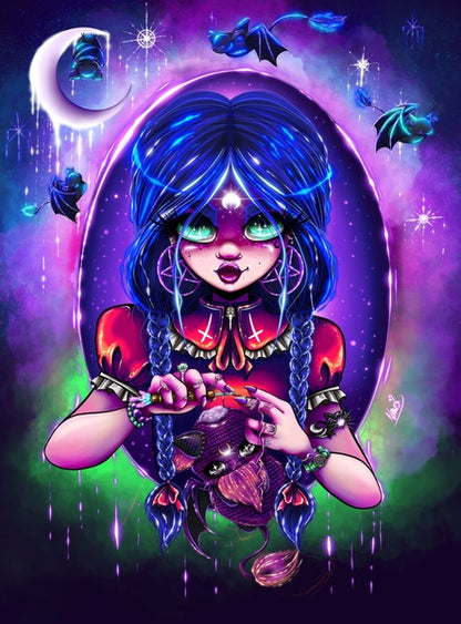 FINE ART PRINT Hand signed Crochet Witch A4 Giclée Print