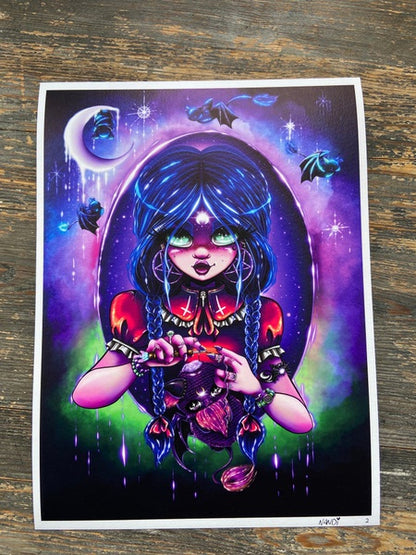 FINE ART PRINT Hand signed Crochet Witch A4 Giclée Print