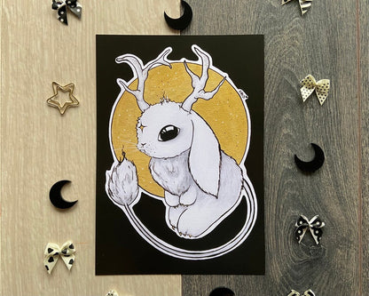 Jackalope Moon Critter A5 Print